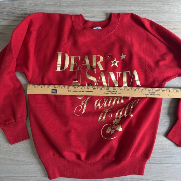 Vintage Ultra Sweats Christmas Sweatshirt Dear Santa I Want It All Light Up Sz M - Picture 6 of 11